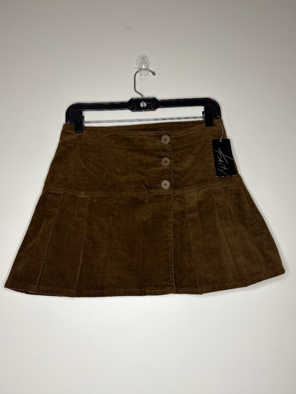 Kaity Brown Faux Suede Mini Skirt Button Front Y2K Western NWT